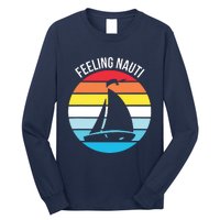 Funny Sailing Gift For Sailors 'Feeling Nauti' Boat Sunset Long Sleeve Shirt