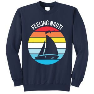 Funny Sailing Gift For Sailors 'Feeling Nauti' Boat Sunset Sweatshirt