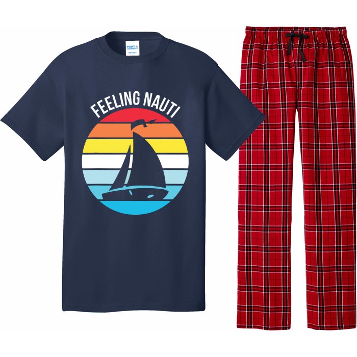 Funny Sailing Gift For Sailors 'Feeling Nauti' Boat Sunset Pajama Set