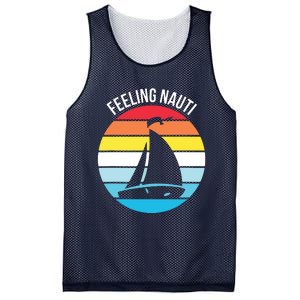 Funny Sailing Gift For Sailors 'Feeling Nauti' Boat Sunset Mesh Reversible Basketball Jersey Tank