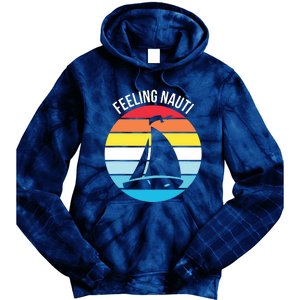 Funny Sailing Gift For Sailors 'Feeling Nauti' Boat Sunset Tie Dye Hoodie