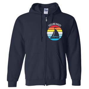 Funny Sailing Gift For Sailors 'Feeling Nauti' Boat Sunset Full Zip Hoodie