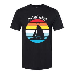 Funny Sailing Gift For Sailors 'Feeling Nauti' Boat Sunset Softstyle CVC T-Shirt