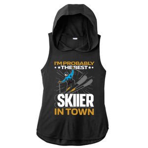 Funny Skier Gift Ski Winter Sports Skiing Gift Ladies PosiCharge Tri-Blend Wicking Draft Hoodie Tank