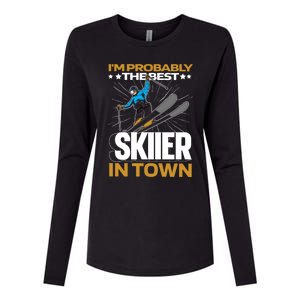 Funny Skier Gift Ski Winter Sports Skiing Gift Womens Cotton Relaxed Long Sleeve T-Shirt