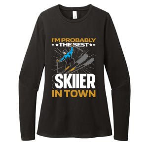 Funny Skier Gift Ski Winter Sports Skiing Gift Womens CVC Long Sleeve Shirt