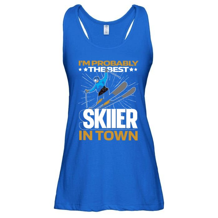 Funny Skier Gift Ski Winter Sports Skiing Gift Ladies Essential Flowy Tank