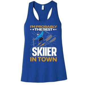 Funny Skier Gift Ski Winter Sports Skiing Gift Women's Racerback Tank