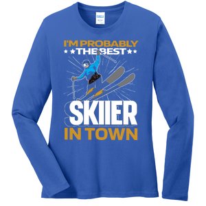 Funny Skier Gift Ski Winter Sports Skiing Gift Ladies Long Sleeve Shirt