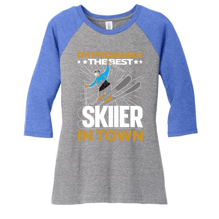 Funny Skier Gift Ski Winter Sports Skiing Gift Women's Tri-Blend 3/4-Sleeve Raglan Shirt