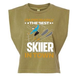 Funny Skier Gift Ski Winter Sports Skiing Gift Garment-Dyed Women's Muscle Tee