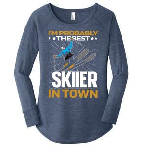 Funny Skier Gift Ski Winter Sports Skiing Gift Women's Perfect Tri Tunic Long Sleeve Shirt