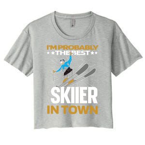 Funny Skier Gift Ski Winter Sports Skiing Gift Women's Crop Top Tee