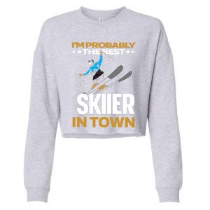 Funny Skier Gift Ski Winter Sports Skiing Gift Cropped Pullover Crew