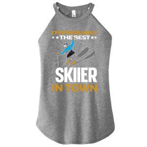 Funny Skier Gift Ski Winter Sports Skiing Gift Women's Perfect Tri Rocker Tank