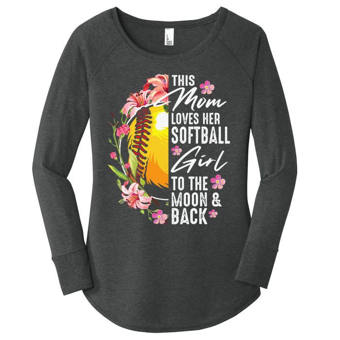 Funny Softball Gift Mom Pitcher Catcher Lovers Women's Perfect Tri Tunic Long Sleeve Shirt