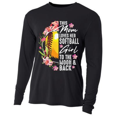 Funny Softball Gift Mom Pitcher Catcher Lovers Cooling Performance Long Sleeve Crew