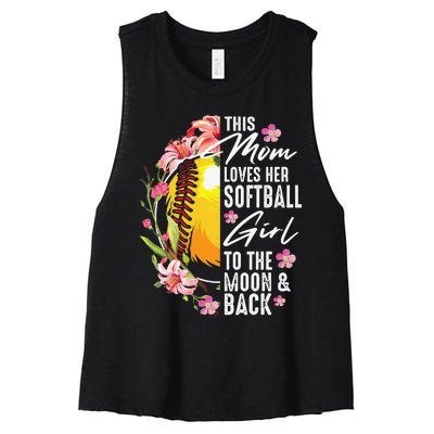 Funny Softball Gift Mom Pitcher Catcher Lovers Women's Racerback Cropped Tank