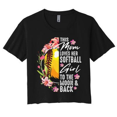 Funny Softball Gift Mom Pitcher Catcher Lovers Women's Crop Top Tee