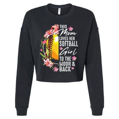 Funny Softball Gift Mom Pitcher Catcher Lovers Cropped Pullover Crew