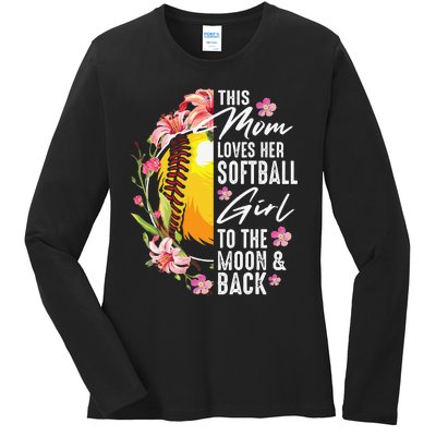 Funny Softball Gift Mom Pitcher Catcher Lovers Ladies Long Sleeve Shirt