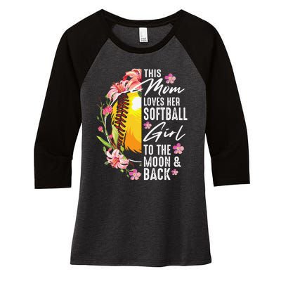 Funny Softball Gift Mom Pitcher Catcher Lovers Women's Tri-Blend 3/4-Sleeve Raglan Shirt