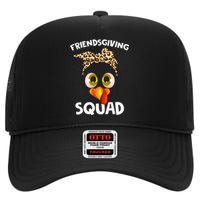 Friendsgiving Squad Gifts Happy Thanksgiving Turkey Leopard High Crown Mesh Back Trucker Hat