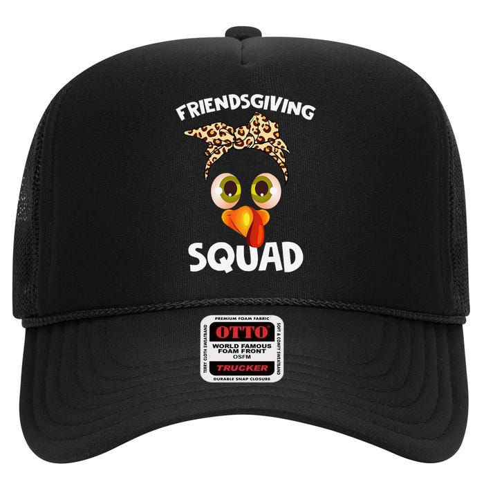 Friendsgiving Squad Gifts Happy Thanksgiving Turkey Leopard High Crown Mesh Back Trucker Hat