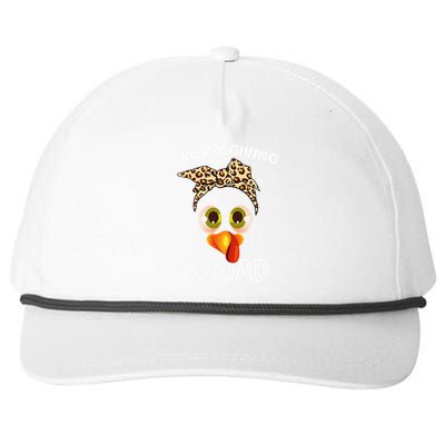 Friendsgiving Squad Gifts Happy Thanksgiving Turkey Leopard Snapback Five-Panel Rope Hat