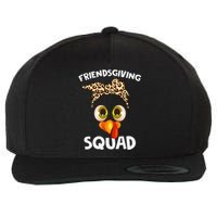 Friendsgiving Squad Gifts Happy Thanksgiving Turkey Leopard Wool Snapback Cap