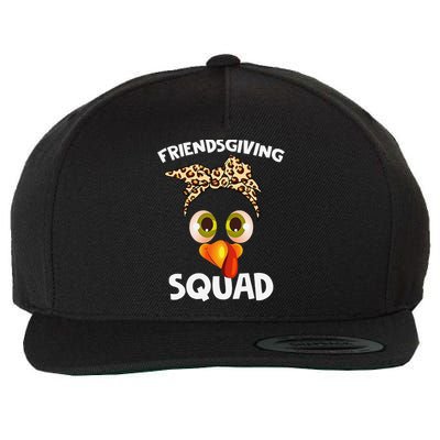 Friendsgiving Squad Gifts Happy Thanksgiving Turkey Leopard Wool Snapback Cap