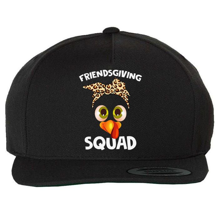 Friendsgiving Squad Gifts Happy Thanksgiving Turkey Leopard Wool Snapback Cap