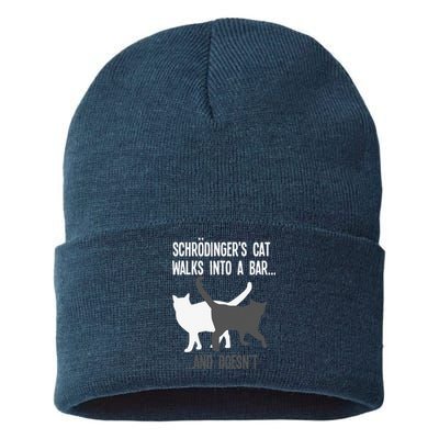 Funny Scientist Gift Schroedingers Cat Quantum Physics Sustainable Knit Beanie