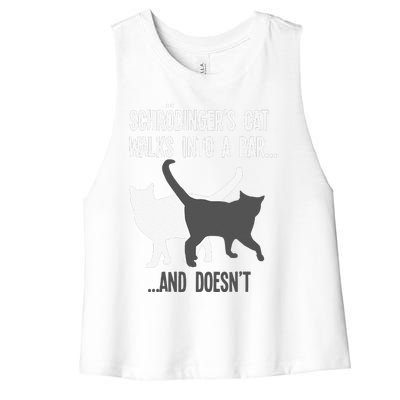 Funny Scientist Gift Schroedingers Cat Quantum Physics Women's Racerback Cropped Tank