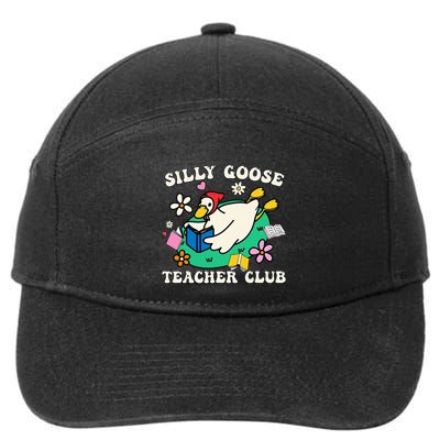Funny Silly Goose Teacher Club Animal Lover Groovy Teacher 7-Panel Snapback Hat