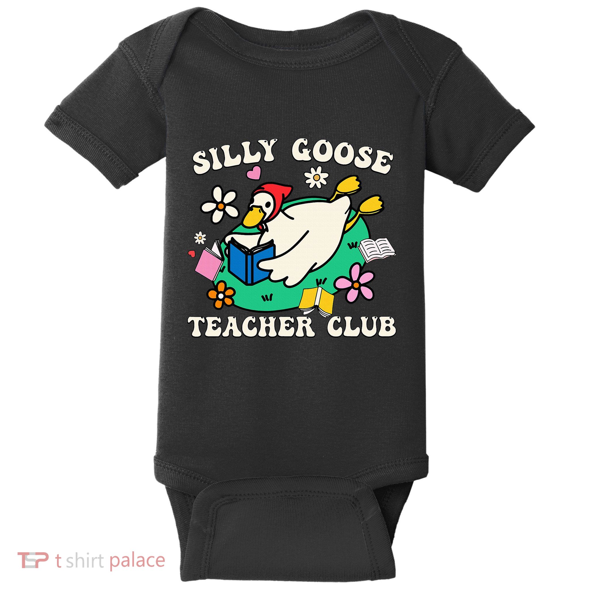 Funny Silly Goose Teacher Club Animal Lover Groovy Teacher Baby Bodysuit