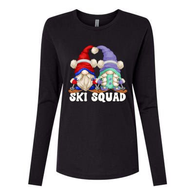 Funny Skiing Grandma And Grandpa Gnome Couple For Ski Squad Cute Gift Womens Cotton Relaxed Long Sleeve T-Shirt