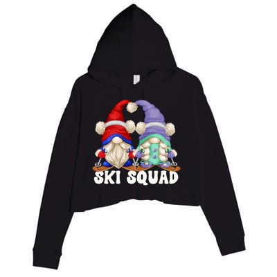 Funny Skiing Grandma And Grandpa Gnome Couple For Ski Squad Cute Gift Crop Fleece Hoodie