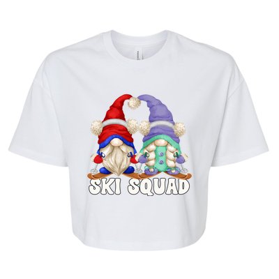 Funny Skiing Grandma And Grandpa Gnome Couple For Ski Squad Cute Gift Bella+Canvas Jersey Crop Tee