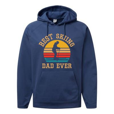 Father Skiing Gift Best Ski Dad Ever Gift Performance Fleece Hoodie