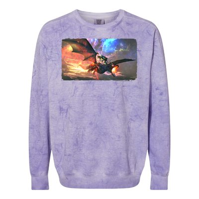 Fantasy Space Galaxy Dragon And Warrior Archer Colorblast Crewneck Sweatshirt