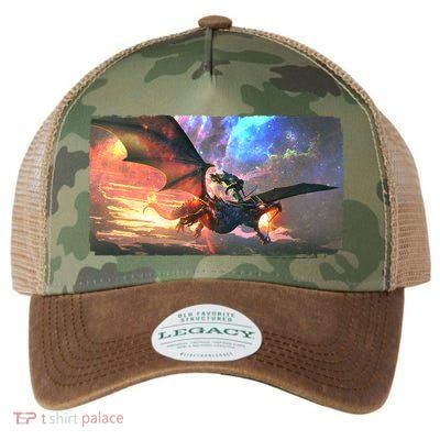 Fantasy Space Galaxy Dragon And Warrior Archer Legacy Tie Dye Trucker Hat