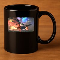 Fantasy Space Galaxy Dragon And Warrior Archer 11oz C Handle Ceramic Mug