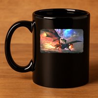Fantasy Space Galaxy Dragon And Warrior Archer 11oz C Handle Ceramic Mug
