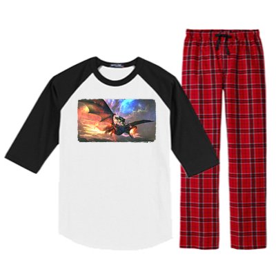 Fantasy Space Galaxy Dragon And Warrior Archer Raglan Sleeve Pajama Set