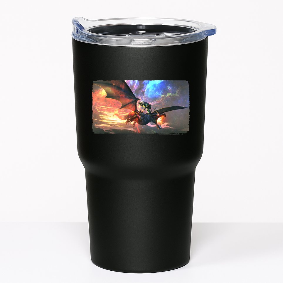 Fantasy Space Galaxy Dragon And Warrior Archer Tumbler