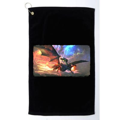 Fantasy Space Galaxy Dragon And Warrior Archer Golf Towel