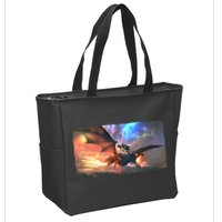 Fantasy Space Galaxy Dragon And Warrior Archer Zip Tote Bag