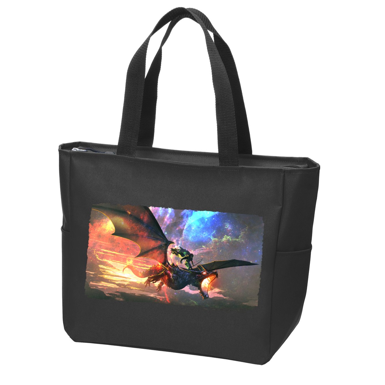 Fantasy Space Galaxy Dragon And Warrior Archer Zip Tote Bag