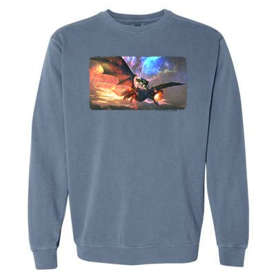 Fantasy Space Galaxy Dragon And Warrior Archer Garment-Dyed Sweatshirt